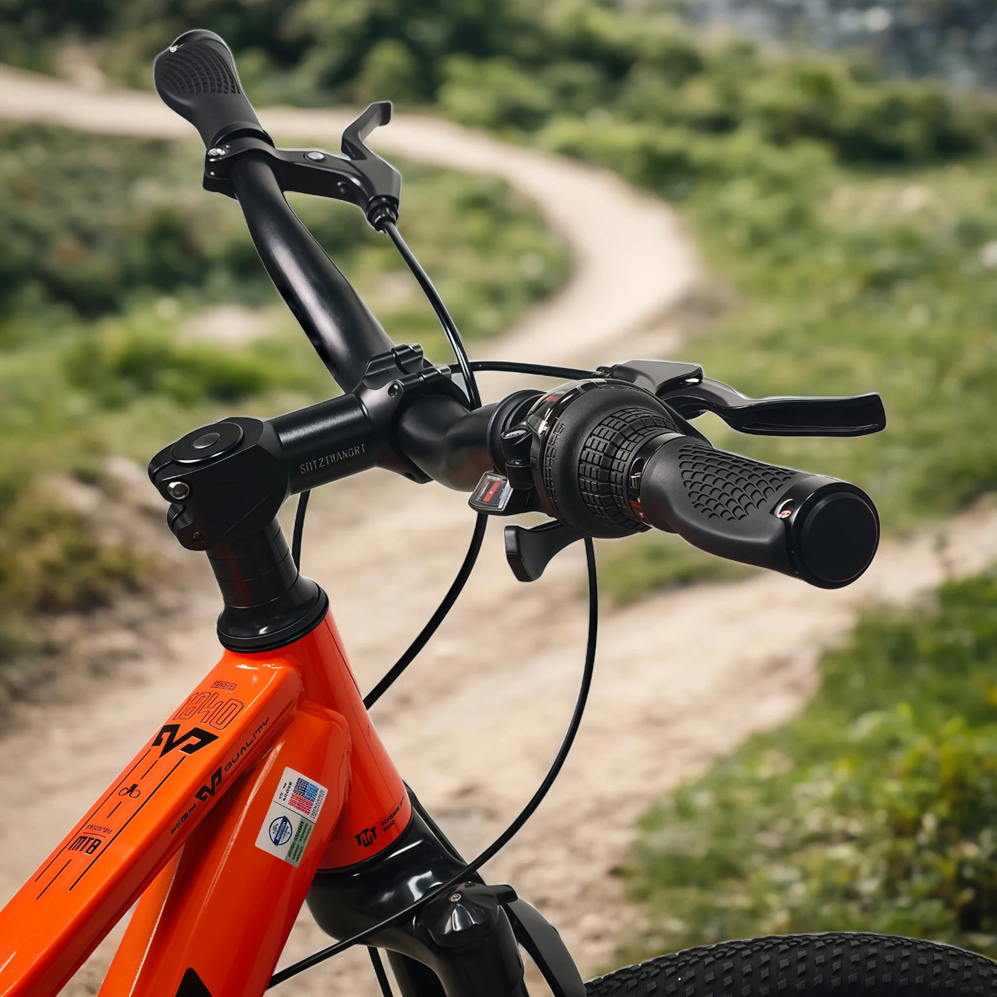 SHIZIWANGRI Fahrradgriffe 22,2 mm - 96 mm Kurze ergonomische Gummigriffe mit Aluminium-Verschlussring, werkzeuglos für MTB & Falträder