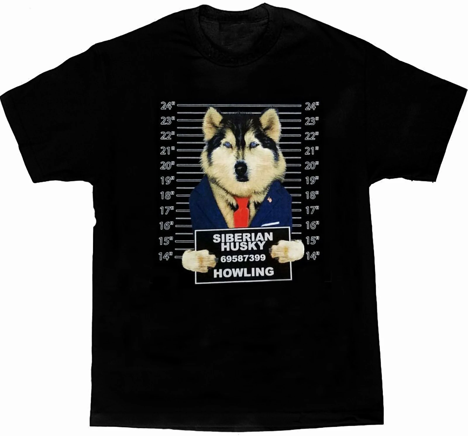 Cute Dog Art Funny Siberian Husky Mug Shot Mens T Shirt. Short Sleeve 100% Cotton Casual T-shirts Loose Top Size S-3XL