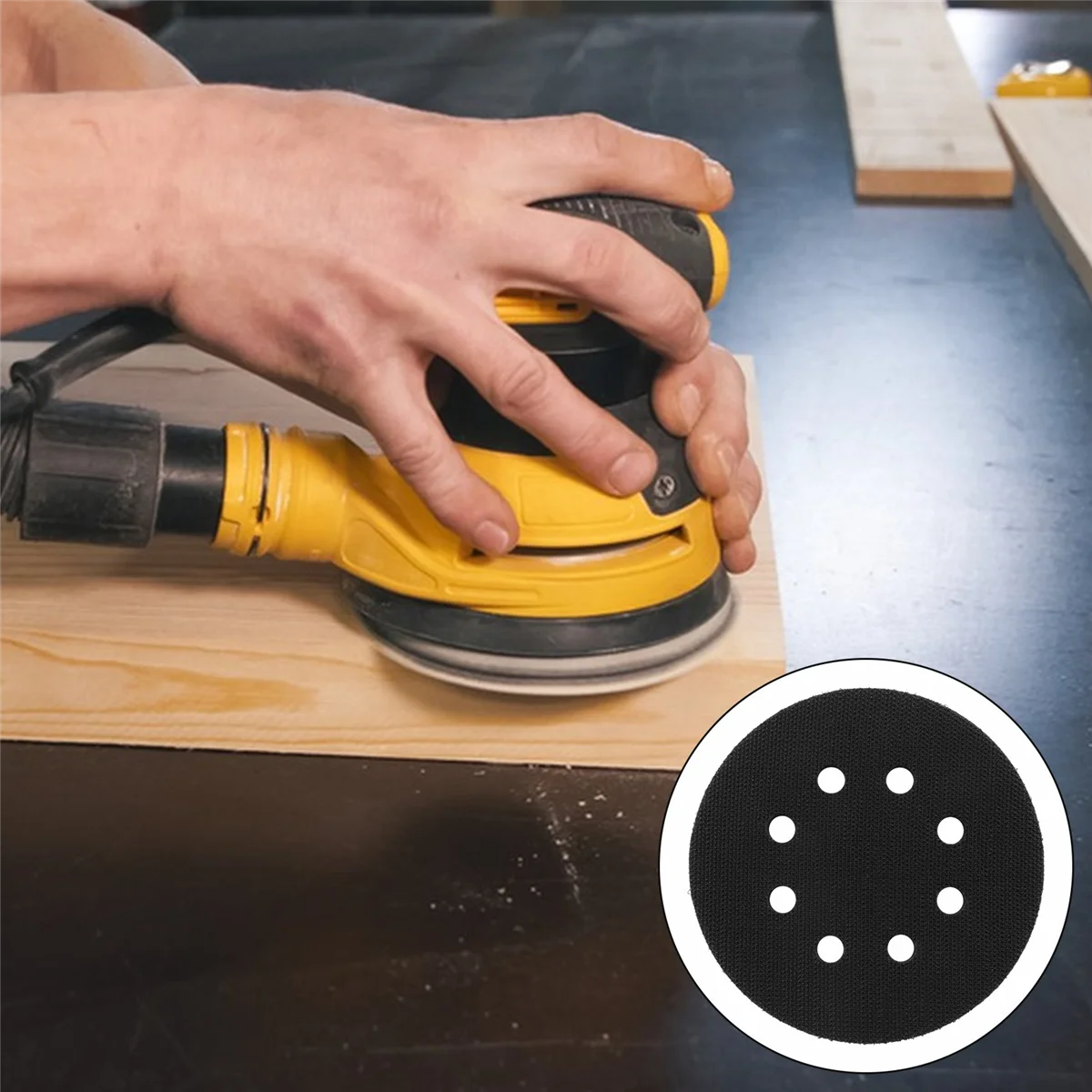 Almofada pequena 2 PCS 5 polegadas (125 mm) Almofada de interface de esponja macia de 8 furos para lixar almofadas e gancho