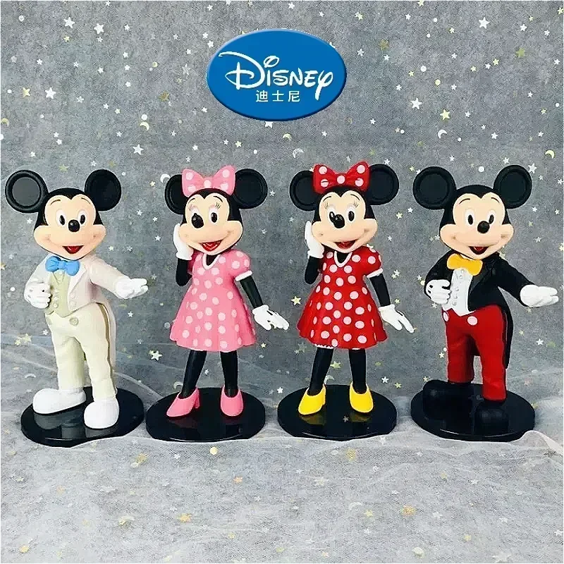 Disney Minnie Mickey Mouse Tide Play Hand-made Doll Engagement Wedding Cake Decoration Couple Gift children Doll