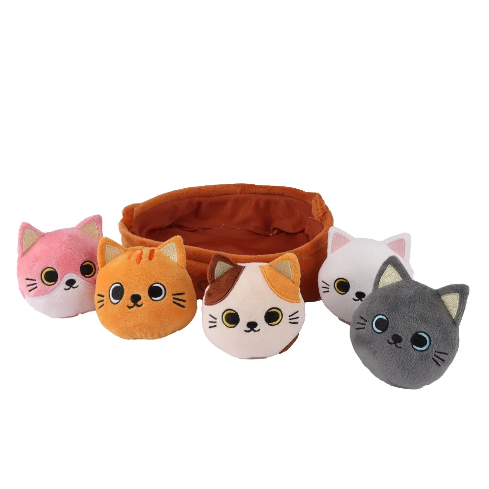

20 см кавайная мультяшная корзина кошек, плюшевая игрушка, мягкие игрушки, кошки, дети, милый подарок на Рождество, день рождения, домашний декор