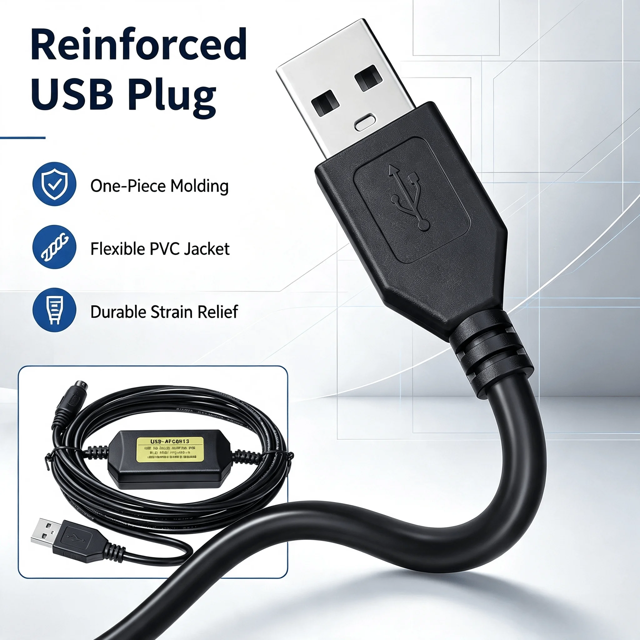 USB-AFC8513 Programming Cable for Panasonic FP0 FP2 FP-M PLC, USB-A to MD5 RS232 Adapter, Stable Upload Download Line, 3M
