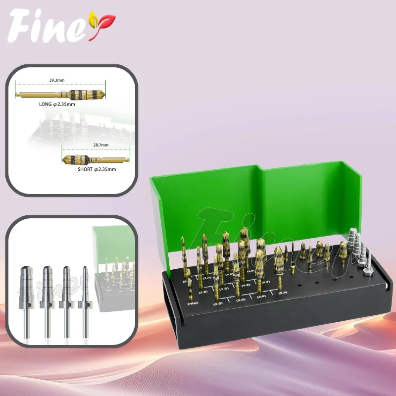 

Finer 24 шт., комплект боров для оссейфикации зубов, система имплантатов, сверла, режущие инструменты для расширения костей, стоматологическое хирургическое оборудование