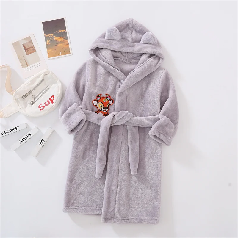 Children Winter Casual Robes Boys Girls Autumn Cartoon Bathrobe Kids Soft Comfortable Sleepwear Teenager Homewear Clothing