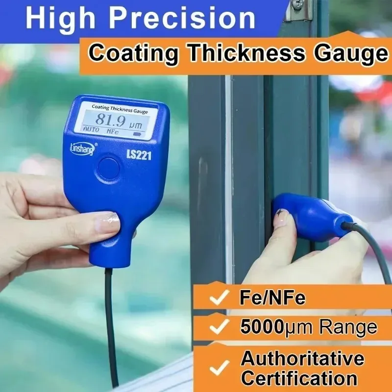LS221 جهاز قياس سمك الطلاء متر مسحوق تستر طلاء الألومنيوم قياس سمك مع مسبار كابل خارجي