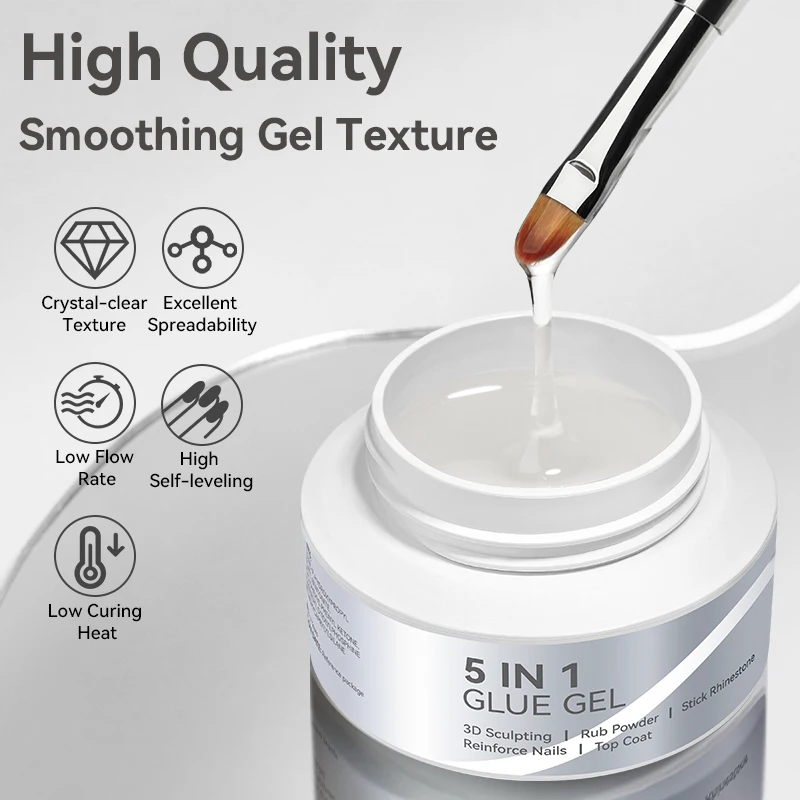 BORN PRETTY 30g 5 IN 1 Nail Glue Gel Multi-functional Rhinestone Stick Reinforcement Gel 3D Shaping Sculpting Carving Nails