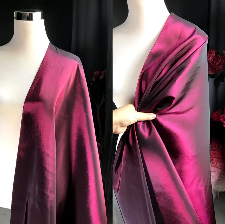 Sparkling two-color satin color changing fabric sewing wedding dress evening gown stage costume designer fabric