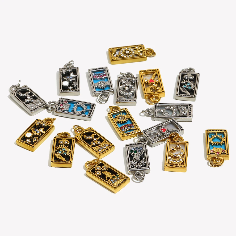 E.B.belle Fashion 18K Gold Plated Tarot Cards Series Pendant Charms For Jewelry Making DIY Necklace Earrings Accessories