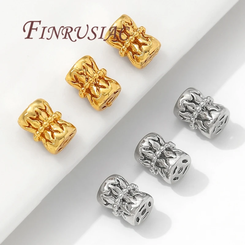 7.5mm*5.6mm 18K Gold Plated Hollow Spacer Beads For Jewelry Making,Separators For Bracelet Accessories,Metal Beads,Necklace Bead image 3