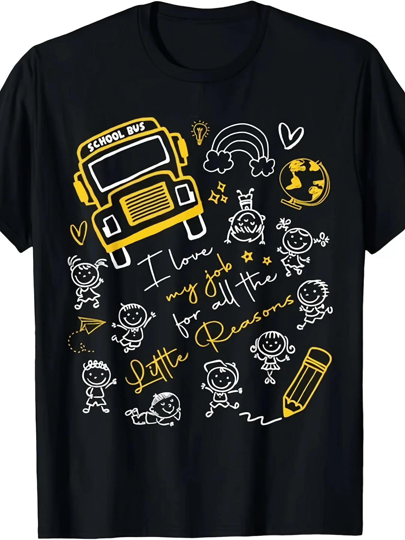 Humorous Bus Driver, My Work, Back To School Season Pattern, Men's and Women's Same Summer Short Sleeved Printed T-shirt