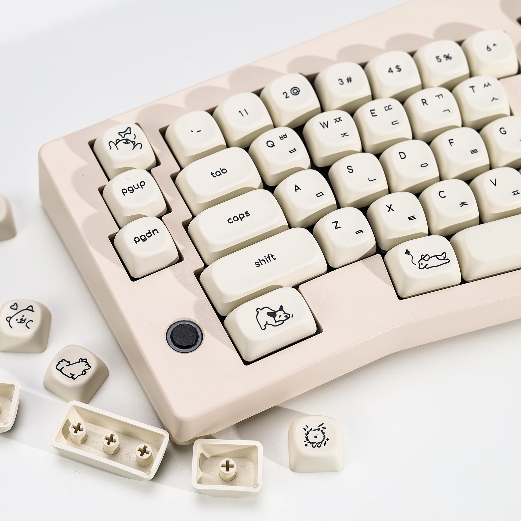 

Комплект кейкапов KBDiy Cute Milky White Dog: ретро-стиль, профиль KOA/MOA, PBT, ISO, корейские, для 60-клавишных DIY игровых механических клавиатур