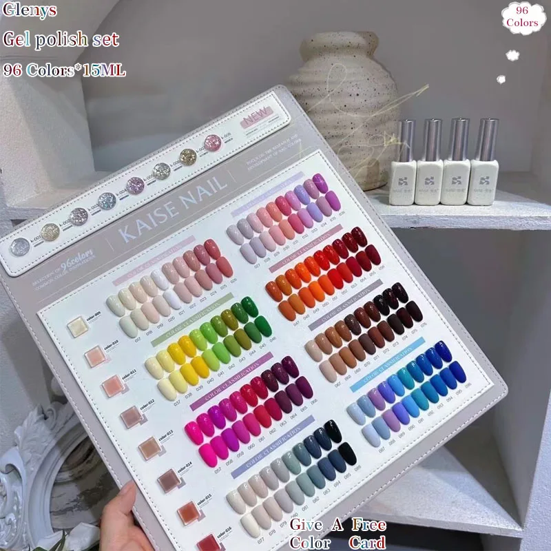 Glenys 96 color nail polish glue popular soaking gel color matching card factory direct sales nail salon essential varnish set