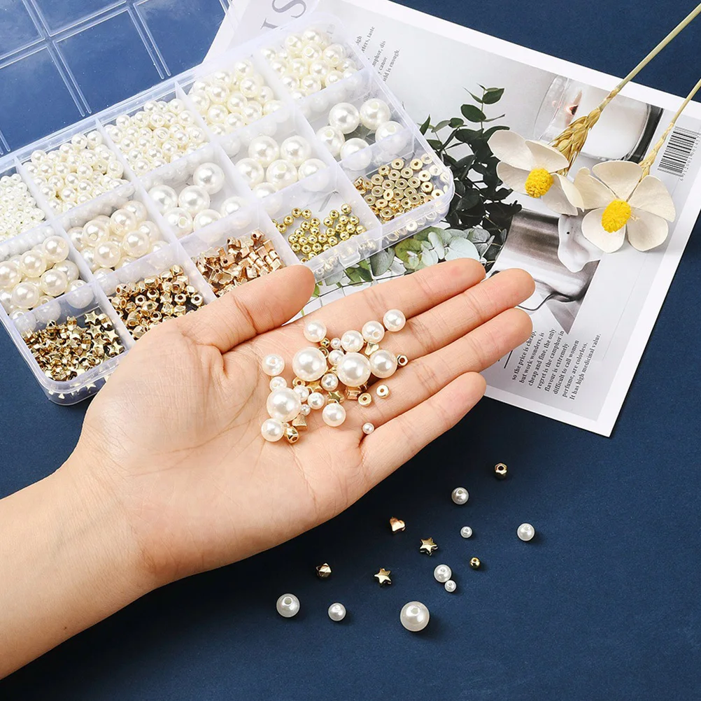 

Pearl Bead Set for Jewelry Making Bright Color Lightweight Premium Material Necklace Ccb Simulation Pearl Beads Handmade Spacer