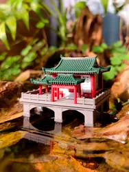 Chinese Ancient Building Model, Small Decoration, Rockery Aquarium, Bonsai Landscape, New Water Ji Pavilion
