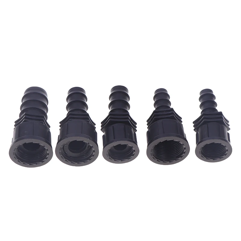 Conector de lengüeta de manguera de PE de 16/20/25mm a rosca de 1/2 3/4 1 pulgada, accesorio de lengüeta de plástico para jardín, riego de invernadero de granja