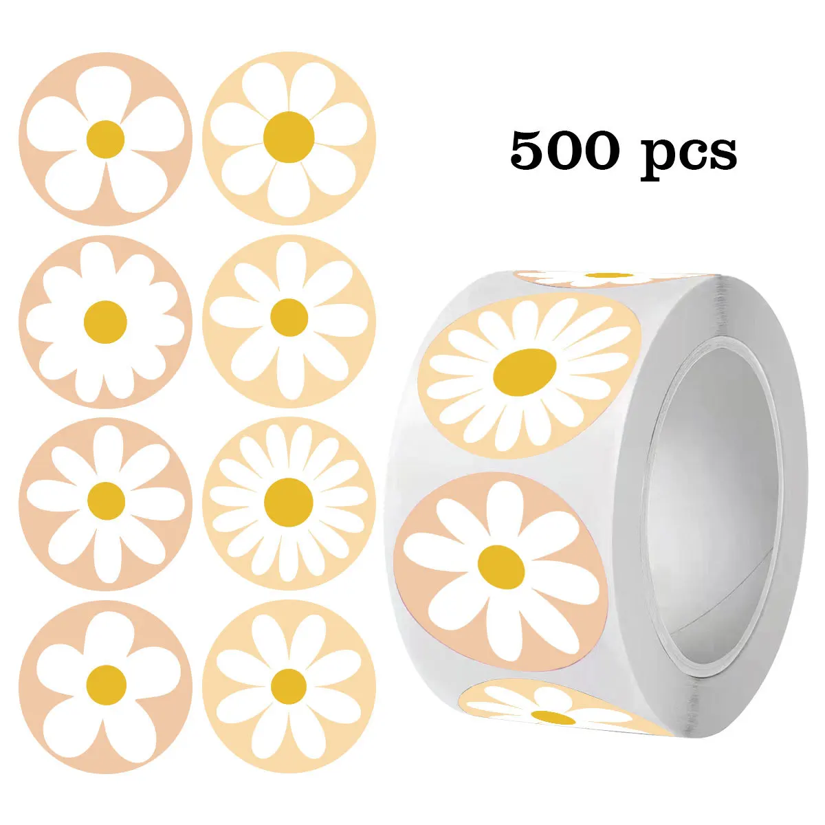 500 uds/1 rollos de pegatinas de flores hermosas, decoración, caja de regalo, etiqueta adhesiva, adhesivo de papelería