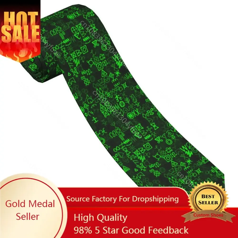 

Digital Green Matrix And Computer Code Necktie Unisex Polyester 8 cm Neck Tie for Mens Casual Classic Shirt Accessories