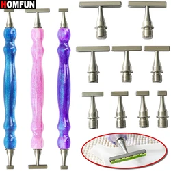 HOMFUN NEW 9pcs Bits Accessories Embroidery Pen，Threaded Diamond Painting Dot Drill Tool，Multifunctional Metal Screw Thread Tips