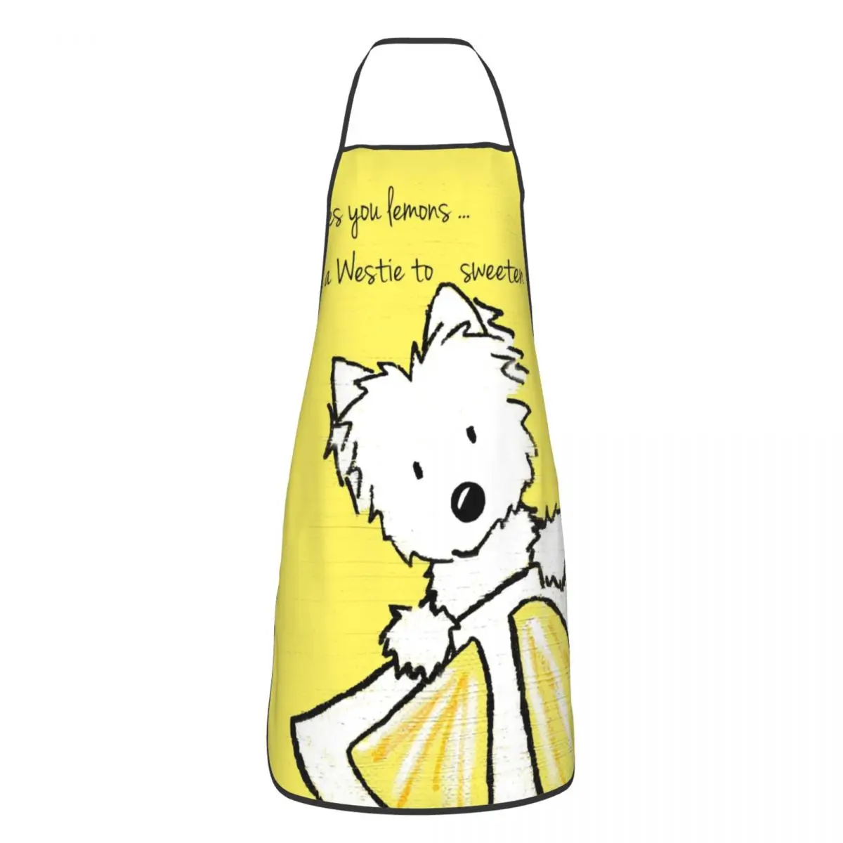 Custom Life Lemons Westie Dog Apron West Highland White Terrier Adult Unisex  Chef Bib Tablier Cuisine Cooking Baking Gardening