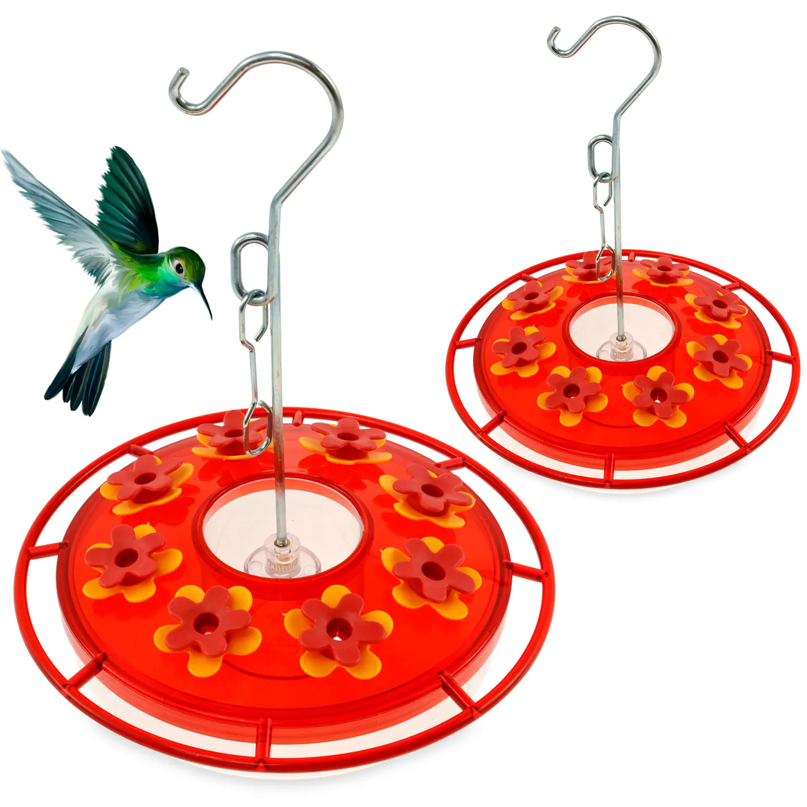 

2Pcs Hummingbird Feeder Leakproof Bird Feeder with 8 Feeder Port Bee Proof Outdoor Hanging Bird Feeder Plastic Red Wild Bird