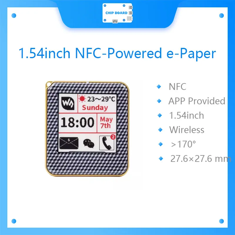 

Waveshare 1.54inch NFC-Powered e-Paper, No Battery, Wireless Powering & Data Transfer