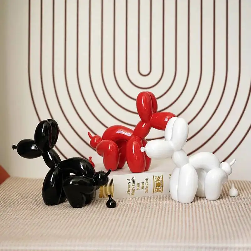 Cartoon Balloon Dog Interesting Sculpture Pooper Dog Cartoon Resin Crafts Funny Puppy Home Decoration Accessories