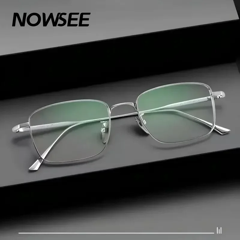 

NOWSEE Casual Retro Rectangle Pure Titanium Frame Business Prescription Anti Blue Light Designer Computer Glasses Eyewear.