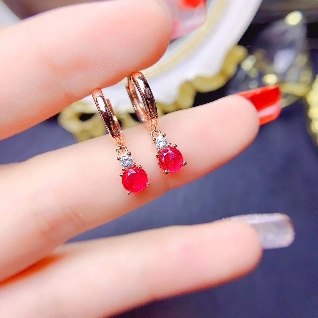 Ruby Women's Wedding earrings 925 sterling Silver earrings Certified Earrings Luxury Women's Jewelry Free shipping Gemstones