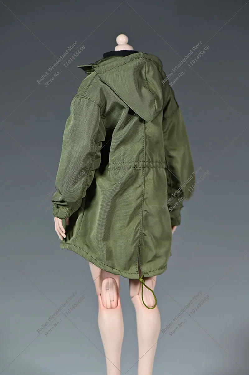 Army Green Color 1/6 Scale Fashion Trend Women's Trench Loose Hip Hop Casual Coat Windbreak for 12