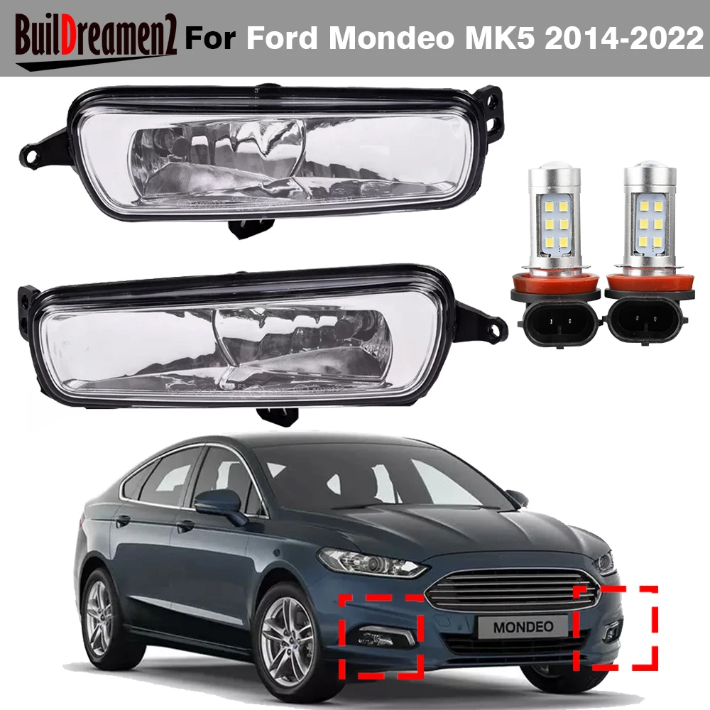 

2 Pieces Car Front Fog Light Assembly For Ford Mondeo MK5 2014-2022 55W Fog Daytime Running Lamp White 12V