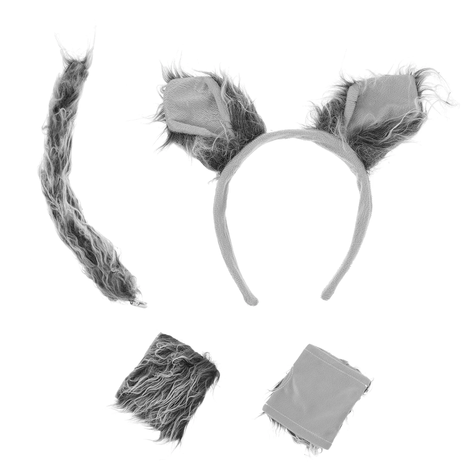 1 conjunto de adereços para fantasia de lobo, orelhas de lobo, bandana, luvas de cauda, cosplay, acessórios de fantasia de animal para festa, performance de palco, dia das bruxas