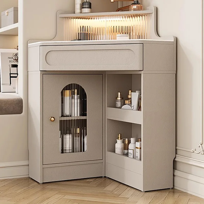 Luxury Nordic Vanity Table Bedroom Modern Organizers Storage Vanity Table Multifunctional Mirror Coiffeuse Furniture