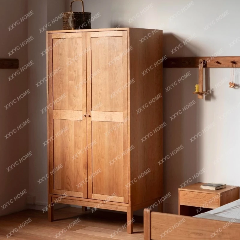 

Шкаф-купе L-образной формы из массива вишневого дерева, современный простой домашний шкаф для хранения одежды в спальне