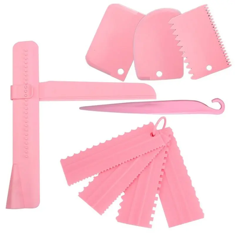 KYCOR-9 Piece Cake Smoother Adjustable DIY Baking Decorating Tools For Applying Icing To Cakes For Cake Cream Pink