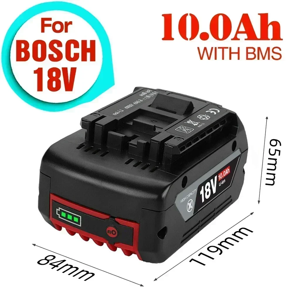 NEW 18V 10Ah Rechargeable Li-Ion Battery For Bosch 18V Power Tool Backup 10000mah Portable Replacement for BOSCH 18V Battery BAT