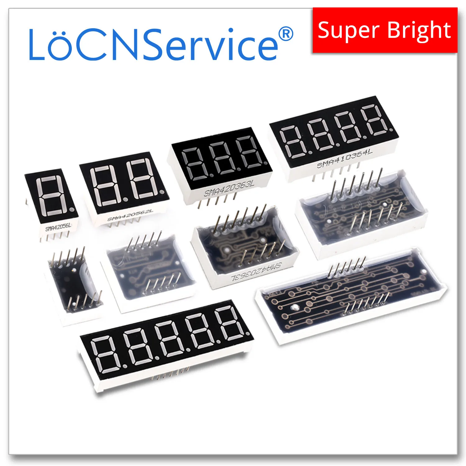 LoCNService30PCS 0.25Inch Digital Tube LED Display 2.5 Bit Red Blue White Common Anode 7 Segment 0.25 inch 188 2.5Bit Single PIN