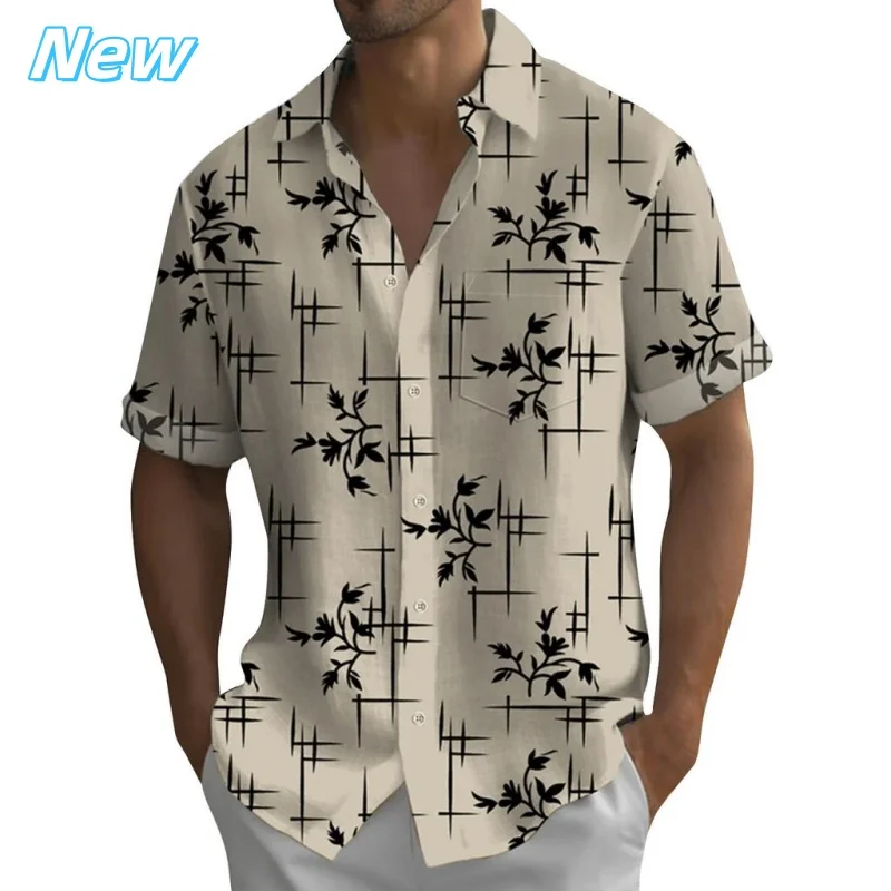 

3D Printed Leaf Geometry Aloha Shirt For Men Colorful Gradient Graphic Blouses Casual Short Sleeve Hawalian Shirts Loose Tops
