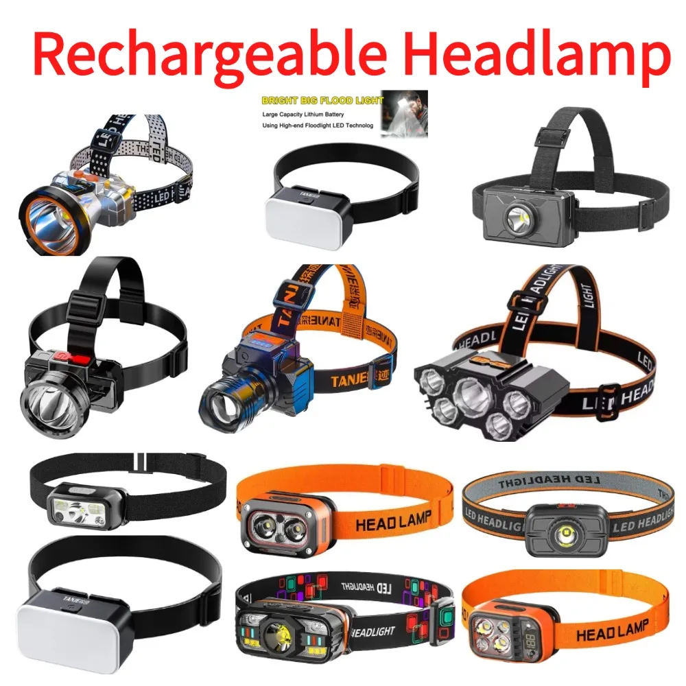 Rechargeable Headlamp with 32 LED 5 Modes Adjustable Headlight Portable for Outdoor Adventures at Night Fishing Walking Hiking