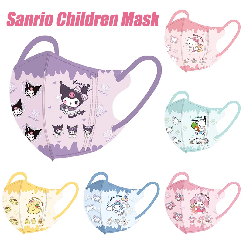 Maschera Sanrio 30 Pz/pacco cartone animato 3D Hello Kitty Maschera usa e getta per bambini sezione sottile traspirante Maschere Kuromi Cinnamoroll ﻿