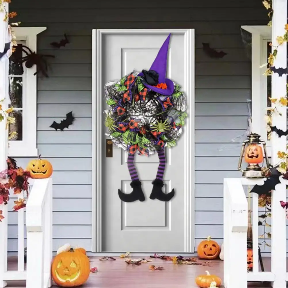 

Halloween Decorations Halloween Theme Wreath Spooky Halloween Wreath Durable Witch Leg Door Garland for Festive Home Decoration