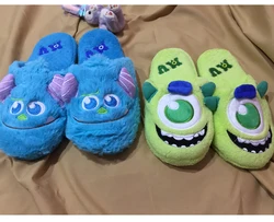 Disney Monsters University Sulley Sullivan Mike Wazowski Plush Slippers for Home Cartoon Winter Shoes Child Adult Toys Gifts