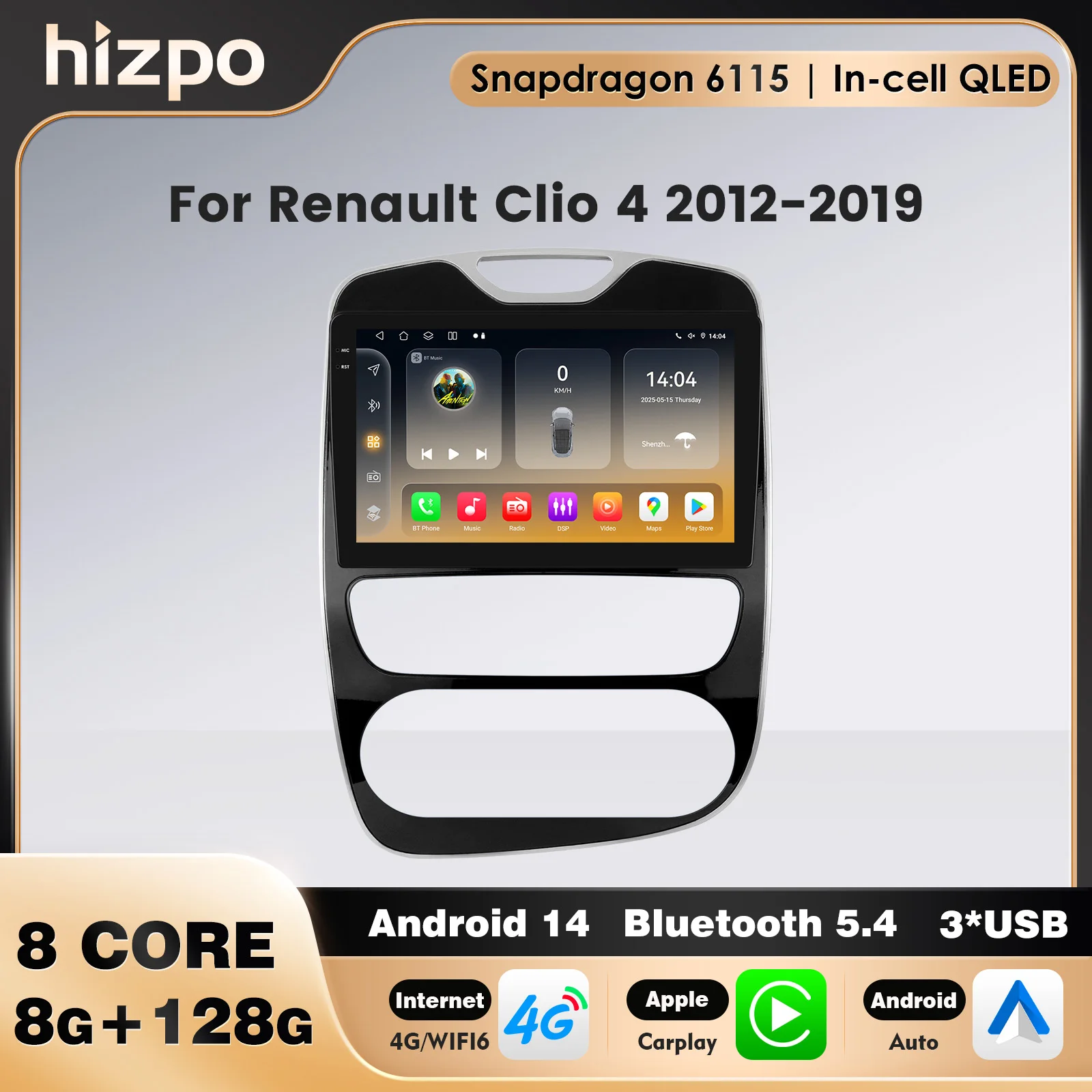 

10.1"Android 14 Carplay Car Radio for Renault Clio 4 2012-2019 Android Auto Multimedia Player 6115 Navi BT OBD 4G AI Pro DAB
