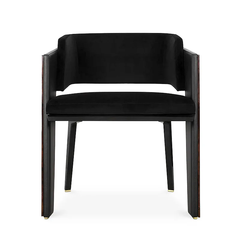 

Italian light luxury restaurant dining chair villa hotel backrest single board room solid wood negotiation