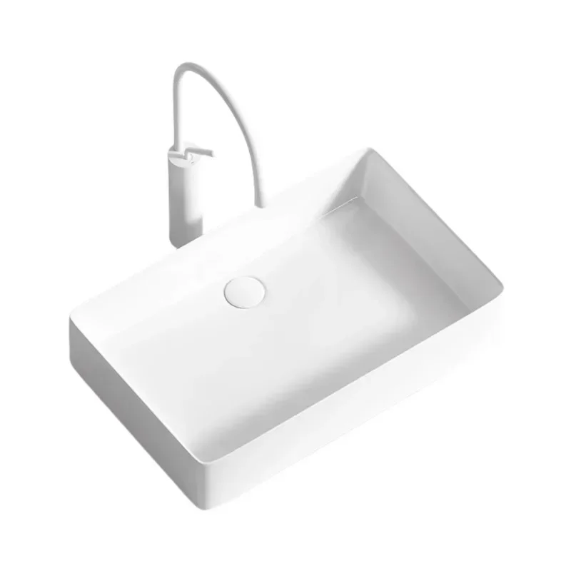 Rear launching square wash basin household balcony washing machine ceramic washbasin