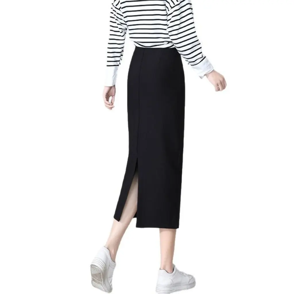

Professional OL Black Skirt for Women High Waist Stretch Hip Long Slim-fit Spring Autumn New Commuter Style