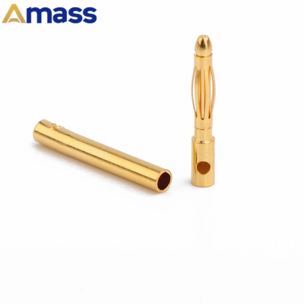 50 Pairs AMASS 2.0mm Gold Plated Male and Female Bullet Banana Connectors Plugs for DIY RC Battery ESC Motor