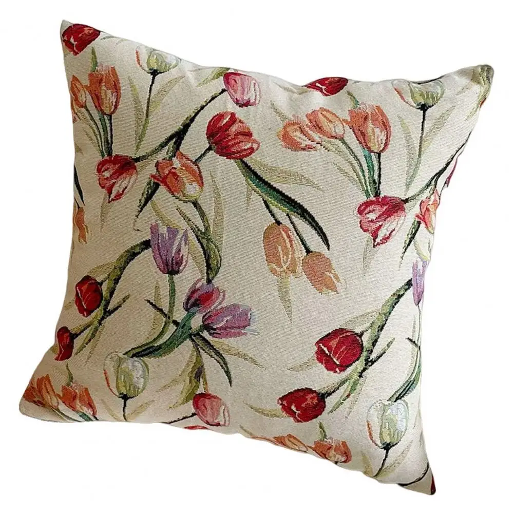 Throw Pillow Cover Practical Modern Simple Style Pillowcase Luxury Vintage Tulip Pillow Cushion Cover for Bedroom