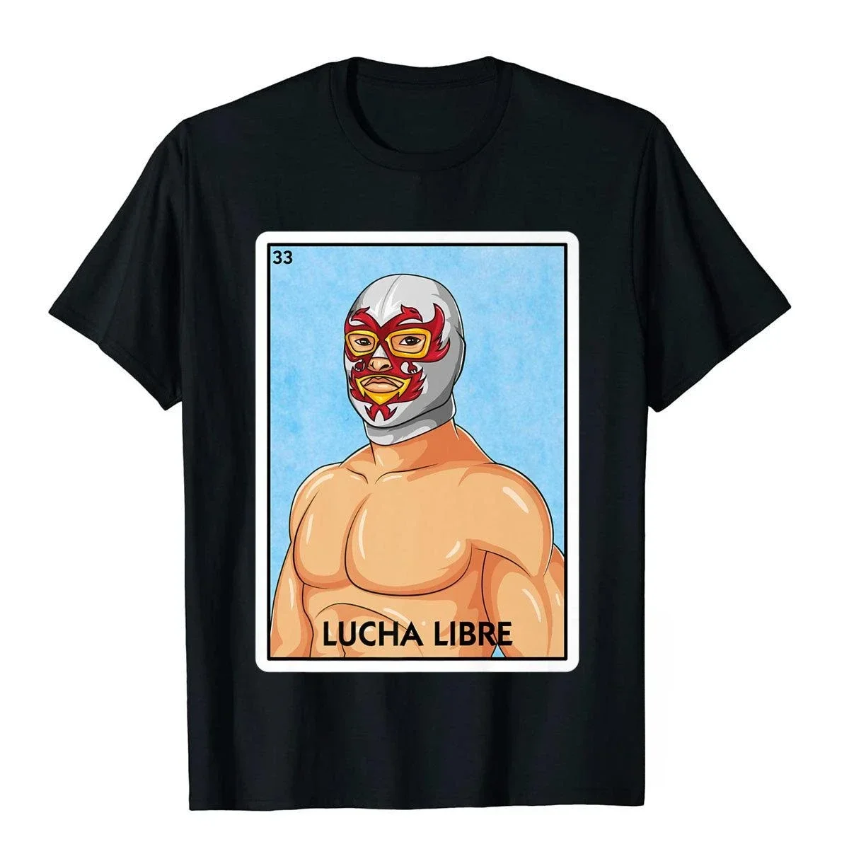 Lucha Libre Mexican card game wrestler Bingo Pop hip hop novelty street wear summer men women universal crewneck T-shirt