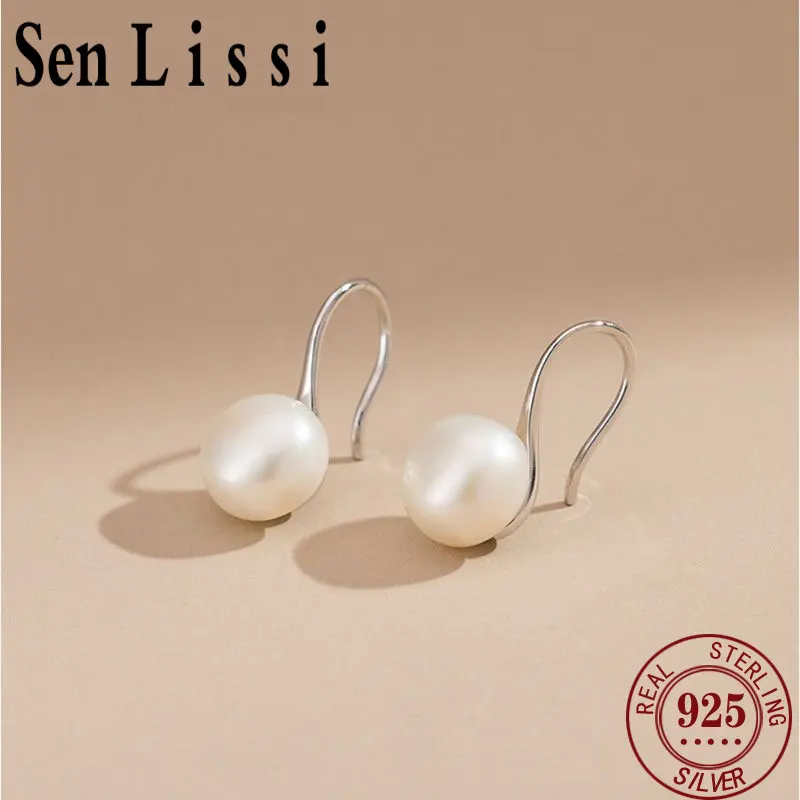 Senlissi- New Style Wholesale 8mm Natural Freshwater White Bread Pearl and 925 Sterling Silver Earrings for Women  Jewelry Gifts