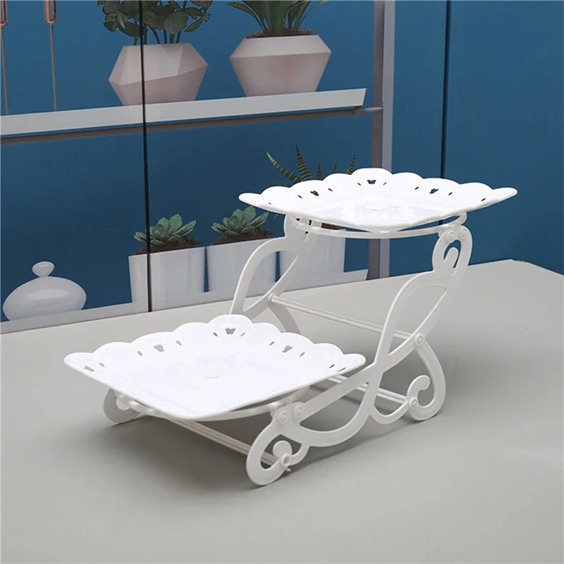 -BABQ 2X 2 niveaux gâteau Dessert support Cupcake pâtisserie Biscuit plateau support bonbons Buffet porte-fruits utilisation de mariage un carré